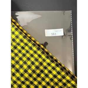Glentana Lambswool Scarf Yellow Black Houndstooth Made in Scotland 66x12 Fringed